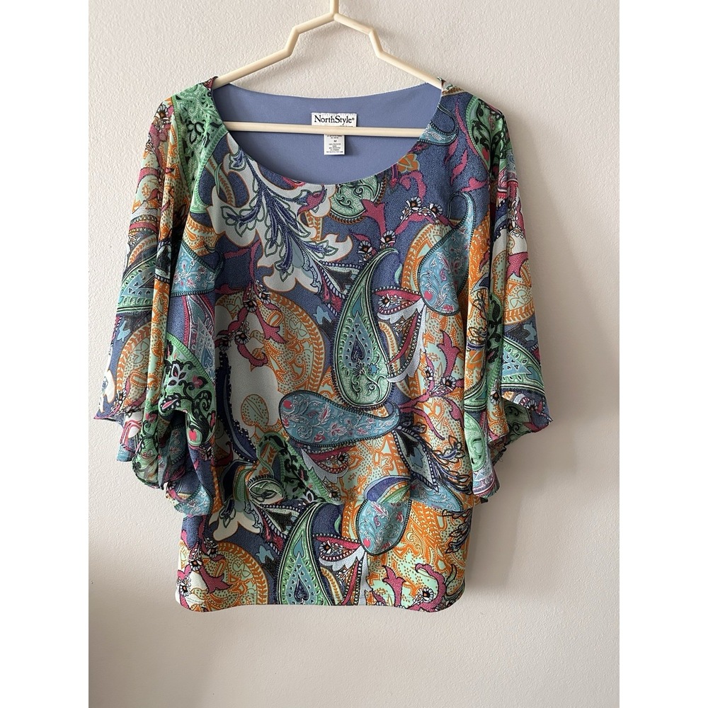 Northstyle Blouse Women's M Paisley Colorful Tank Top Lining Boho Relaxed Artsy